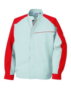 เสื้อแจ็คเก็ตมีกระเป๋า สีเทาเงิน x แดง ไซส์ 3L