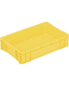 ภาชนะบรรจุอาหารแบบวางซ้อนได้ สำหรับอุตสาหกรรมประมง รหัส 202757 ยี่ห้อ Toro-bako รุ่น B-4 (มีรูระบายน้ำ) ความจุ 27.6 ลิตร สีเหลือง