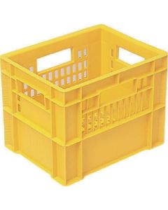 บรรจุภัณฑ์สำหรับขนส่งเครื่องดื่ม รุ่น 201957 Pure Crate 12P-7 (แบบฝาจั่วสำหรับขวดขนาด 1 ลิตร จำนวน 12 ขวด) สีเหลือง