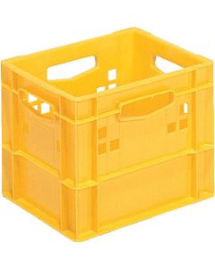 บรรจุภัณฑ์สำหรับขนส่งเครื่องดื่ม รุ่น 201973 Pure Crate 12P-1D (แบบฝาจั่วสำหรับบรรจุขวดขนาด 1 ลิตร จำนวน 12 ขวด) สีเหลือง