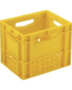 ภาชนะบรรจุเครื่องดื่ม 201902 Pure Crate 12P-1 (แบบฝาจั่วสำหรับขวดขนาด 1 ลิตร จำนวน 12 ขวด) สีเหลือง