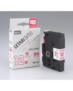 เทปเคลือบสำหรับ BeePop Mini รุ่น LM-L512RC ใส ตัวอักษรสีแดง กว้าง 12 มม. x ม้วนละ 8 ม.