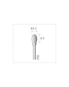 ดอกคาร์ไบด์ ทรงรี (double cut) เส้นผ่านศูนย์กลางใบมีด 6.3 มม. ความยาวใบมีด 9.5 มม