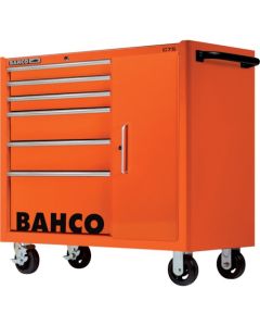 ตู้เก็บของแบบมีล้อเลื่อน 6 ลิ้นชัก พร้อมตู้ด้านใน สีส้ม Bahco และแผ่นยางด้านบน