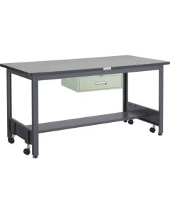 โต๊ะทำงานสำหรับงานปานกลาง (รับน้ำหนักได้ 500 กก.) ชนิด CFW ขนาด 1500 x 900 x สูง 740 มม. พร้อมลิ้นชัก 1 ช่อง สีเทาเข้ม