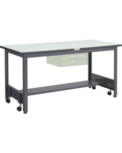 โต๊ะทำงานสำหรับงานปานกลาง (รับน้ำหนักได้ 500 กก.) ชนิด CFW ขนาด 1200 x 600 x สูง 740 มม. พร้อมลิ้นชัก 2 ช่อง สีเทาเข้ม