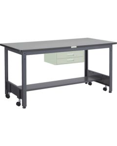 โต๊ะทำงานสำหรับงานปานกลาง (รับน้ำหนักได้ 500 กก.) ชนิด CFW ขนาด 900 x 750 x สูง 740 มม. พร้อมลิ้นชัก 2 อัน สีเทาเข้ม