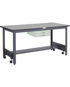 โต๊ะทำงานสำหรับงานปานกลาง (รับน้ำหนักได้ 500 กก.) ชนิด CFW ขนาด 1200 x 750 x สูง 740 มม. พร้อมลิ้นชักบางสองอัน สีเทาเข้ม