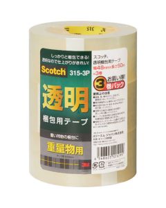 Scotch [RU] Transparent Packing Tape 315 Series (for heavy objects)  Replacement Tape 3 Rolls Pack