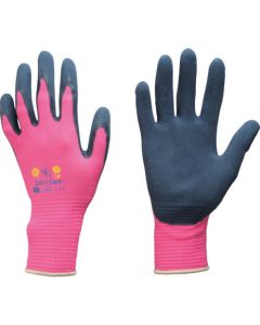 ถุงมือยางธรรมชาติ ไม่มีซับใน WithGarden Flora สีชมพูกุหลาบ M