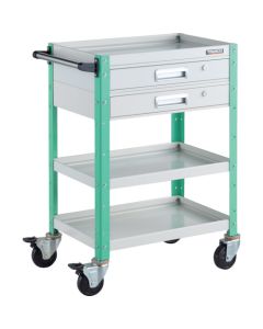 รถเข็นเครื่องมือ Birdie Wagon ขนาด 600 x 400 มม. พร้อมลิ้นชัก 2 อัน สีขาว/เขียวอ่อน