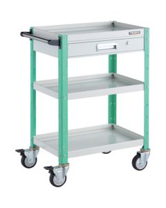 รถเข็นเครื่องมือ Birdie Wagon ขนาด 600 x 400 มม. พร้อมลิ้นชัก ล้อยูรีเทน สีขาว/เขียวอ่อน