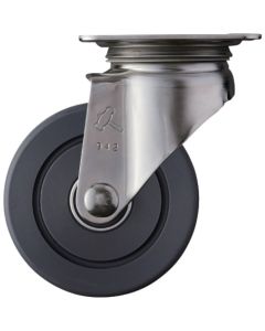 ลูกล้อสเตนเลส Hammer Plate Caster แบบหมุน เส้นผ่านศูนย์กลางล้อ 100 มม. ไนลอน MC ซีรีส์ S