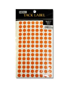 สติกเกอร์ติดป้าย Tack Labels, ขนาด φ9, เบอร์ 017, สีส้ม, จำนวน 1680 ชิ้น