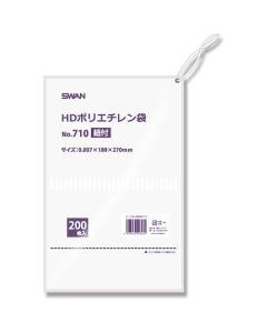 ถุงพลาสติกโพลีเอทิลีน HD มาตรฐาน เบอร์ 710 แบบมีเชือกรูด บรรจุ 200 ใบ
