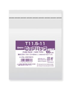 ถุง OPP ยี่ห้อ Pure Pack พร้อมเทป ขนาด T 11.5-11 นิ้ว จำนวน 100 ชิ้น