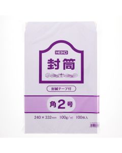 ซองจดหมายกระดาษ Kent สำหรับใช้ในสำนักงาน ขนาด 2 (สี่เหลี่ยมจัตุรัส) น้ำหนัก 100 กรัม พร้อมเทป ไม่มีช่องสำหรับใส่รหัสไปรษณีย์ บรรจุ 100 ซองต่อแพ็ค