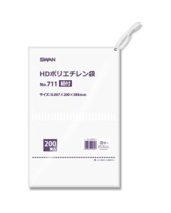 ถุงพลาสติกโพลีเอทิลีน HD มาตรฐาน เบอร์ 711 แบบมีเชือกรูด บรรจุ 200 ใบ