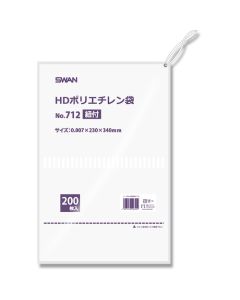 ถุงพลาสติกโพลีเอทิลีน HD มาตรฐาน เบอร์ 712 แบบมีเชือกรูด บรรจุ 200 ใบ