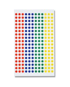 สติกเกอร์แบบมีกาวในตัว ขนาดเส้นผ่านศูนย์กลาง 5 มม. เบอร์ 648 คละสี 4 สี บรรจุ 1512 ชิ้นต่อแพ็ค