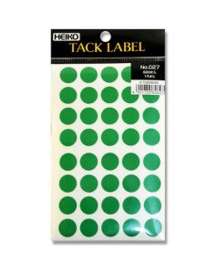 สติกเกอร์ติดป้าย (Tack Labels), ขนาด φ14, เบอร์ 027, สีเขียว, 680 ชิ้น