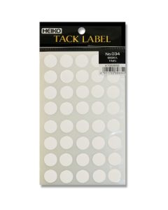 สติกเกอร์ติดป้าย (Tack Labels), ขนาด φ14, หมายเลข 034, สีขาว, 680 ชิ้น