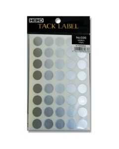 สติกเกอร์ติดป้าย Tack Labels, ขนาด φ14, หมายเลข 036, สีเงิน, จำนวน 440 ชิ้น