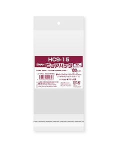 ถุง OPP ยี่ห้อ Pure Pack แบบมีแผ่นใสปิดด้านบน ขนาด HC 9-15 จำนวน 100 ชิ้น