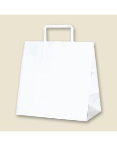 ถุงกระดาษสำหรับช้อปปิ้ง 25 ใบ แบบมีหูหิ้วแบน สีขาวล้วน ขนาด E แพ็คละ 50 ใบ