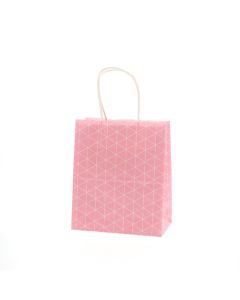 ถุงกระดาษสำหรับช้อปปิ้ง ถุงใส่จี้ 25 ชิ้น ทรงสี่เหลี่ยม สีชมพู ขนาด 21-12