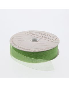 ริบบิ้นผ้าออร์แกนซ่า สีเหลืองมะนาว ขนาด 18 x 15 ซม.