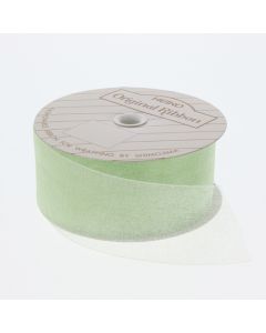 ริบบิ้นผ้าออร์แกนซ่า สีเขียวอ่อน ขนาด 36 x 15 ซม.