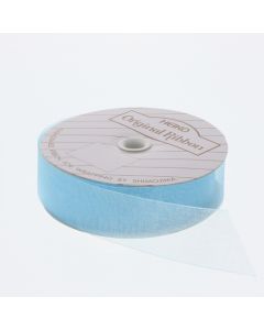 ริบบิ้นผ้าออร์แกนซ่า สีฟ้าแซก ขนาด 24 x 15 ซม.