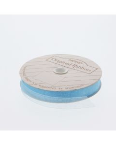 ริบบิ้นผ้าออร์แกนซ่า สีฟ้าแซก ขนาด 12 x 15 ซม.