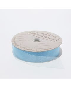 ริบบิ้นผ้าออร์แกนซ่า สีฟ้าแซก ขนาด 18 x 15 ซม.