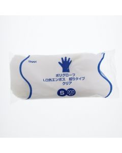 ถุงมือโพลีเอสเตอร์ LD พิมพ์ลายนูนด้านนอก จำนวน 200 ชิ้น แบบผูกเชือก สีใส ขนาด S