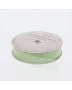 ริบบิ้นผ้าออร์แกนซ่า สีเขียวอ่อน ขนาด 18 x 15 ซม.