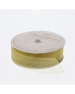 ริบบิ้นผ้าออร์แกนซ่า สีเหลืองอมน้ำตาล ขนาด 24 x 15 ซม.