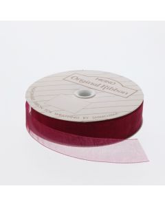 ริบบิ้นผ้าออร์แกนซ่า สีไวน์ ขนาด 18 x 15 ซม.