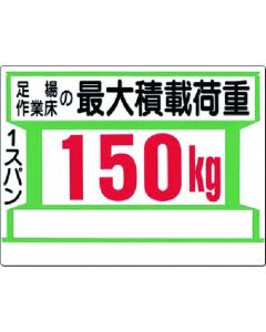 ป้ายความปลอดภัย [รับน้ำหนักสูงสุดของพื้นนั่งร้าน 150kg