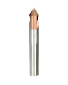 ดอกสว่านคาร์ไบด์แข็งคุณภาพสูง DLE สำหรับงานเจาะนำศูนย์และลบคม พร้อมระบบหล่อเย็นภายนอก (145°) ขนาด 4 มม. รุ่น DP1020
