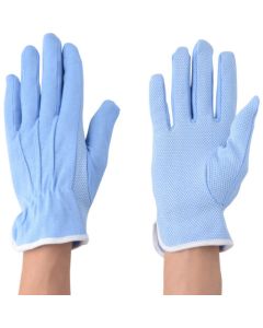 Polyvinyl Chloride Dotted 100% Cotton Glove Color: Blue 10ชุด