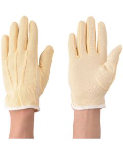 Polyvinyl Chloride Dotted 100% Cotton Glove Color: Brown 10ชุด
