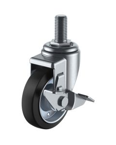 แบบสกรู ลูกล้อหมุน ยางนำไฟฟ้า เส้นผ่านศูนย์กลางล้อ 100 มม. พร้อมตัวหยุด ประเภท J ประเภท SJT-S ขนาดเกลียว M20 x 40 ระยะพิทช์ 2.5