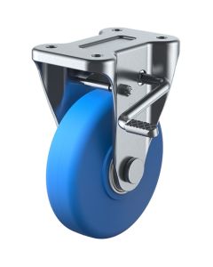 ล้อเลื่อนแบบจานตายตัว ไนลอนหล่อโมโนเมอร์ เส้นผ่านศูนย์กลางล้อ 150 มม. พร้อมตัวหยุด แบบ J แบบ KB(R) ขนาดการติดตั้ง 100 x 56