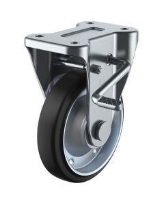 ล้อเลื่อนแบบจานคงที่ ยางนำไฟฟ้า เส้นผ่านศูนย์กลางล้อ 100 มม. พร้อมตัวหยุด แบบ J แบบ KB(R) ขนาดการติดตั้ง 80 x 45