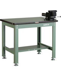 โต๊ะทำงานสำหรับงานปานกลาง (รับน้ำหนักได้ 1200 กก.) รุ่น HW ขนาด 1200 x 750 x สูง 740 มม. พร้อมปากกาจับชิ้นงาน สีเขียว
