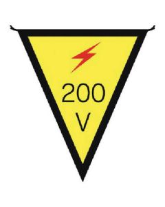 ธงสามเหลี่ยม 200V ผ้า 300 x 260mm
