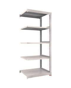 ชั้นวางของแบบ M3 สำหรับงานปานกลาง ขนาด 900 x 721 x สูง 2100 มม. 5 ชั้น แบบเชื่อมต่อกัน พร้อมฐานเรซินกันสั่นสะเทือน สีเทานีโอ