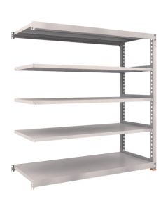 ชั้นวางของแบบ M3 สำหรับงานปานกลาง ขนาด 1800 x 721 x สูง 1800 มม. 5 ชั้น แบบเชื่อมต่อกัน พร้อมฐานเรซินกันสั่นสะเทือน สีเทานีโอ